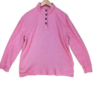 Lands End Women's Soft Mojave Rose Herringbone Long Sleeve Sport Knit Pullover L